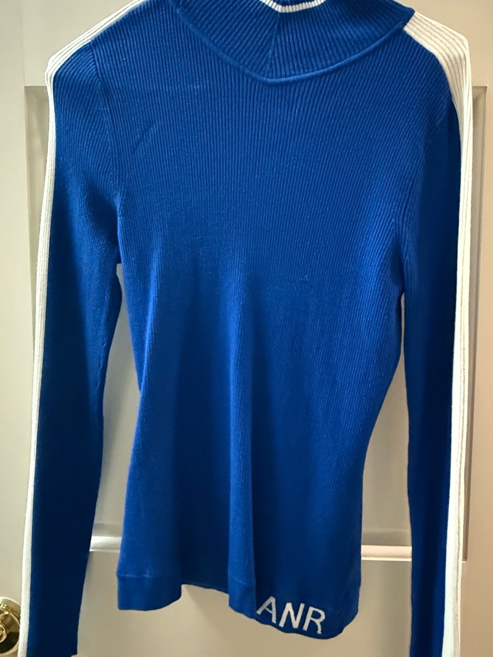 Alp N Rock Royal Blue Ribbed Turtleneck with White Shoulder Stripes